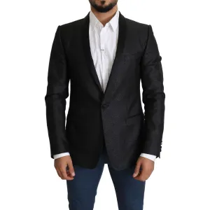 Dolce & Gabbana Elegant Black Jacquard Slim Fit Blazer