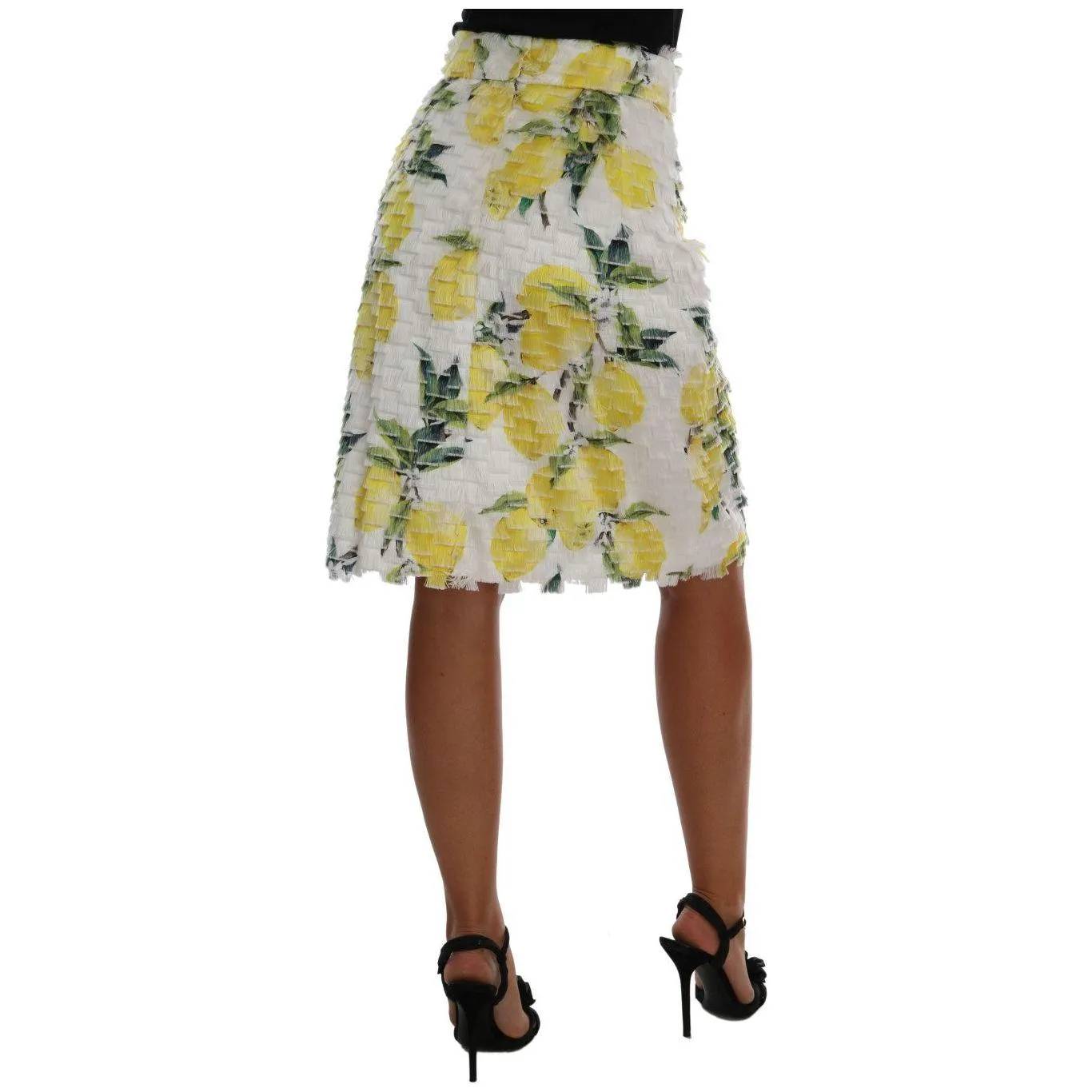 Dolce & Gabbana Lemon Print Fringe Pencil Skirt