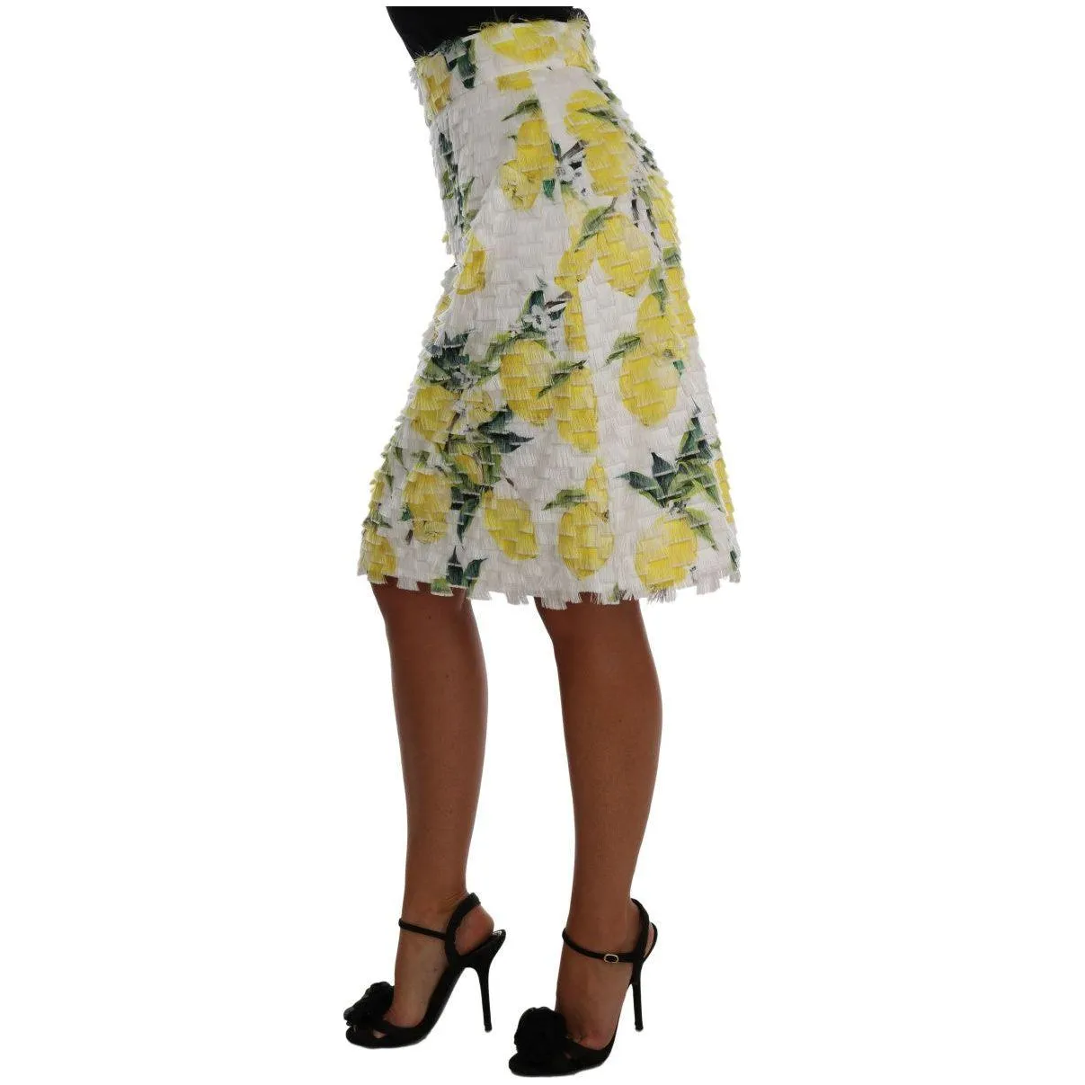 Dolce & Gabbana Lemon Print Fringe Pencil Skirt