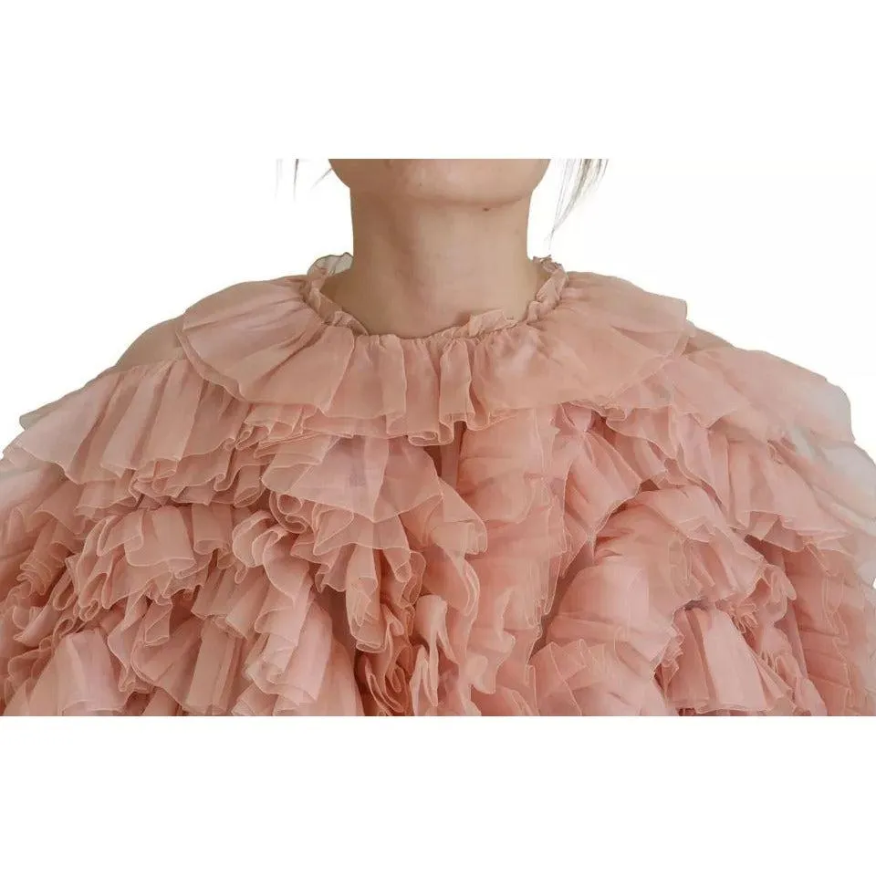 Dolce & Gabbana Pink Ruffles Long Sleeves Pullover Sweater