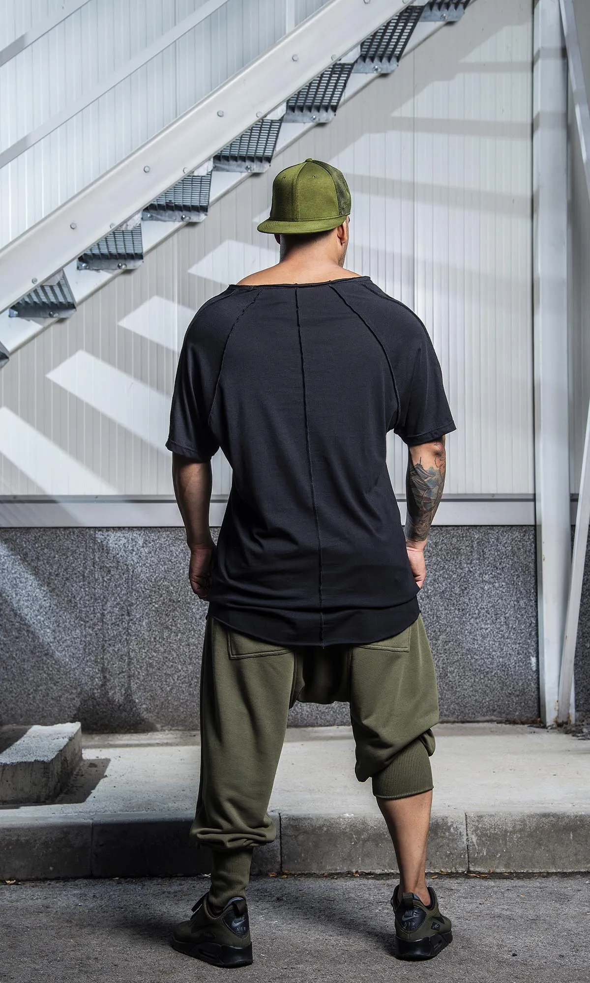 Drop Crotch Pants with Flap Pockets