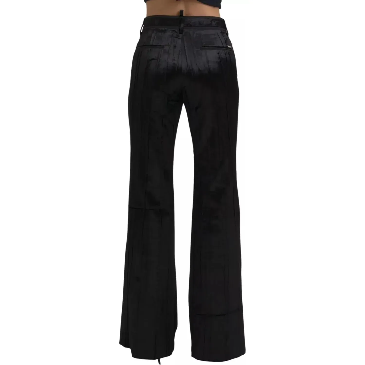 Dsquared² Black Viscose Super Flare High Waist Pants