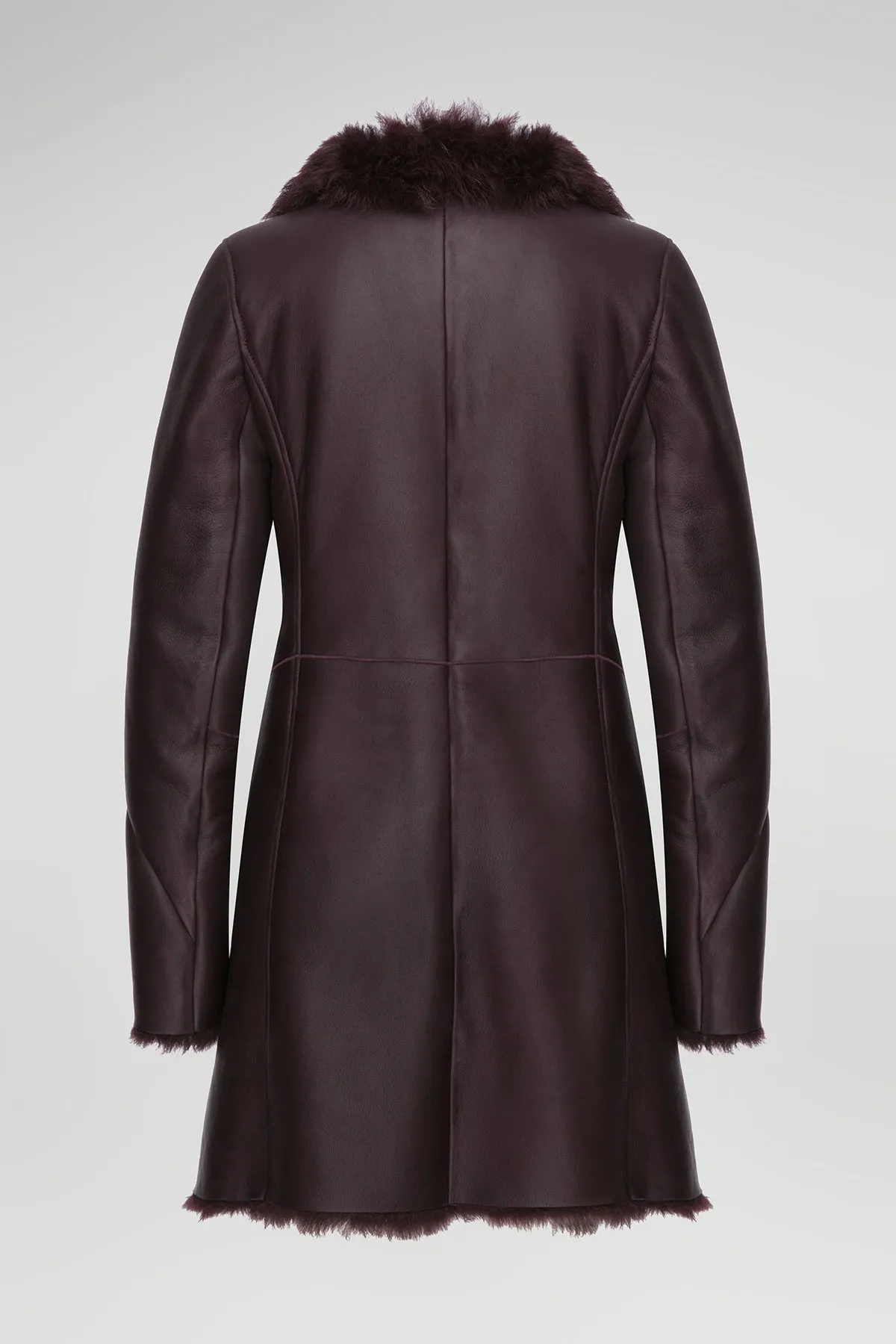 Elena - Bordeaux Shearling Coat