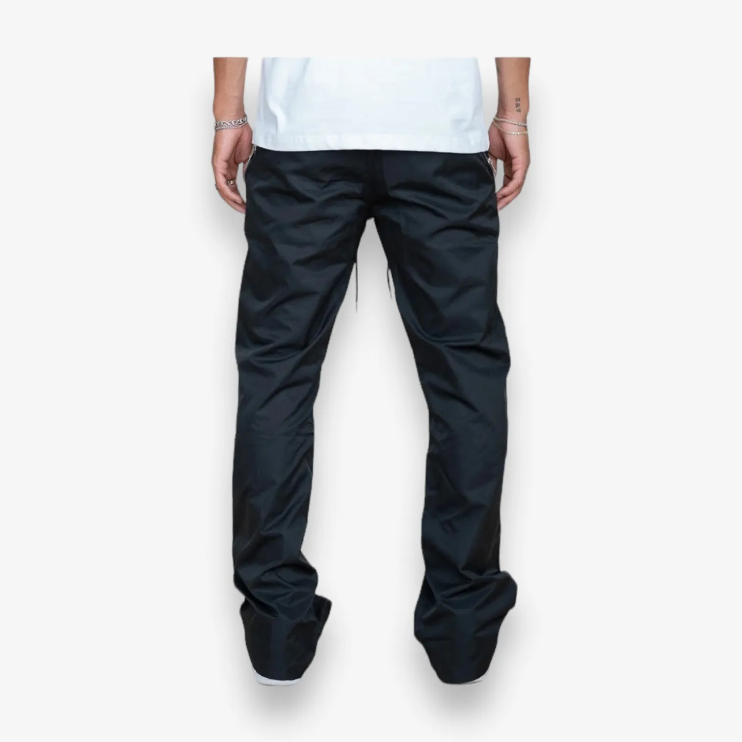 EPTM NYLON ZIP FLARED PANTS Black