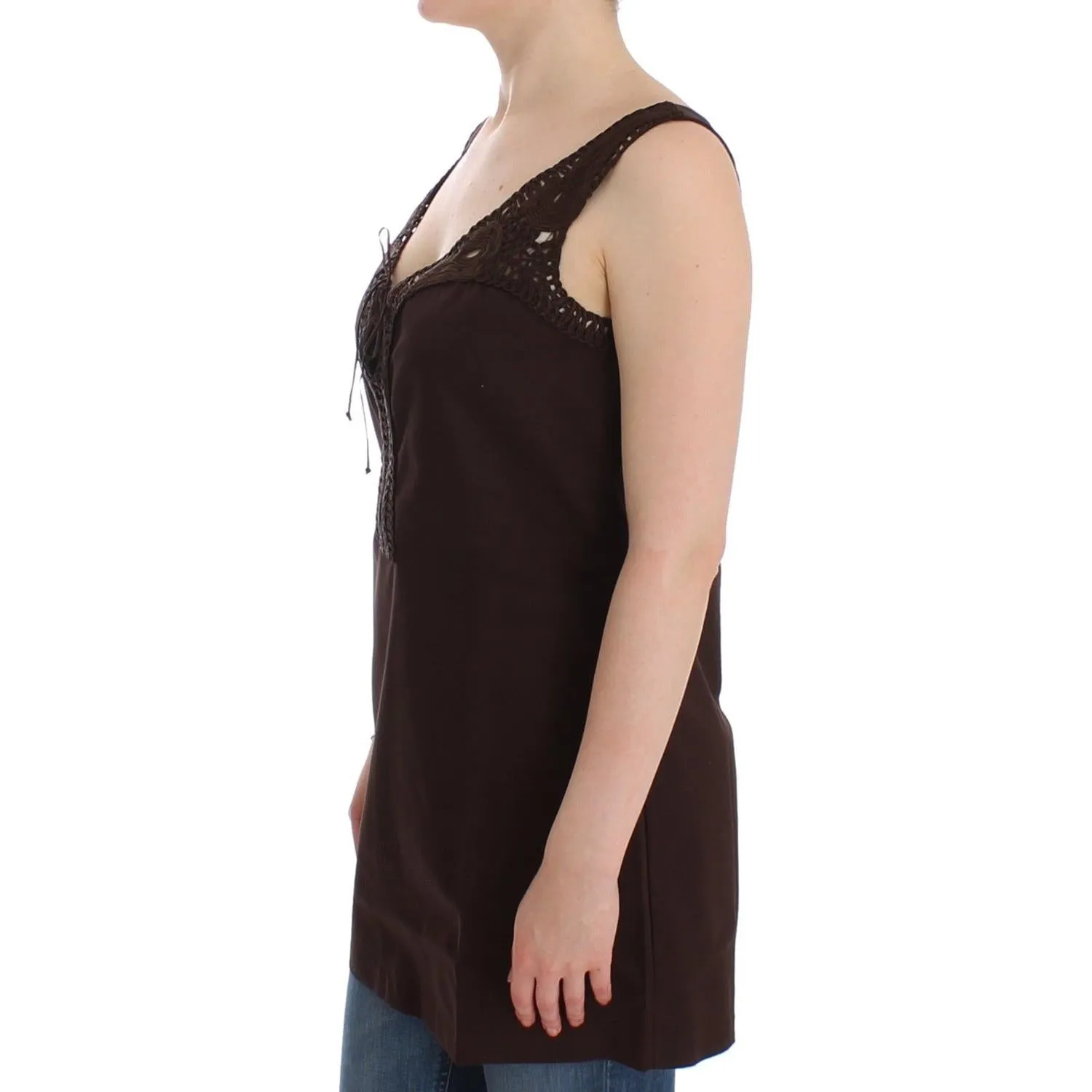 Ermanno Scervino Chic Brown Tunic Cotton Dress Top