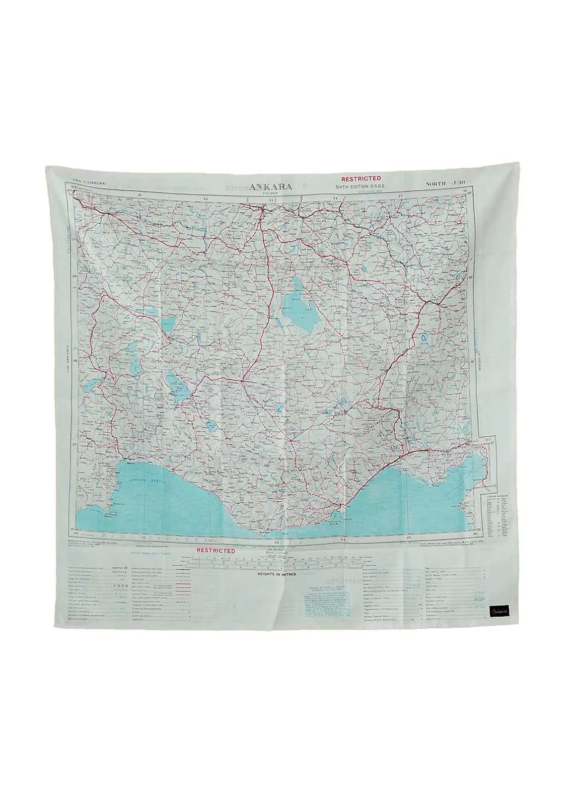 ESCAPE SCARF | Vintage British Army Map | Sinop / Ankara