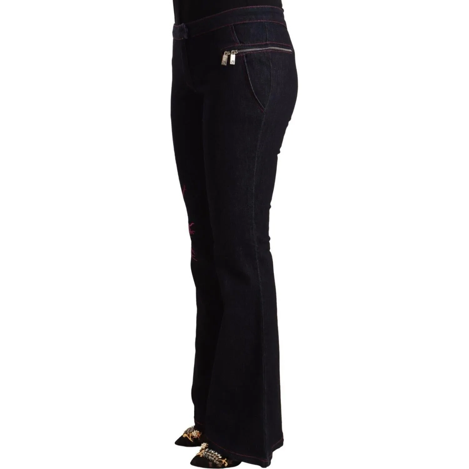 Exte Chic Black Mid Waist Flared Denim Jeans