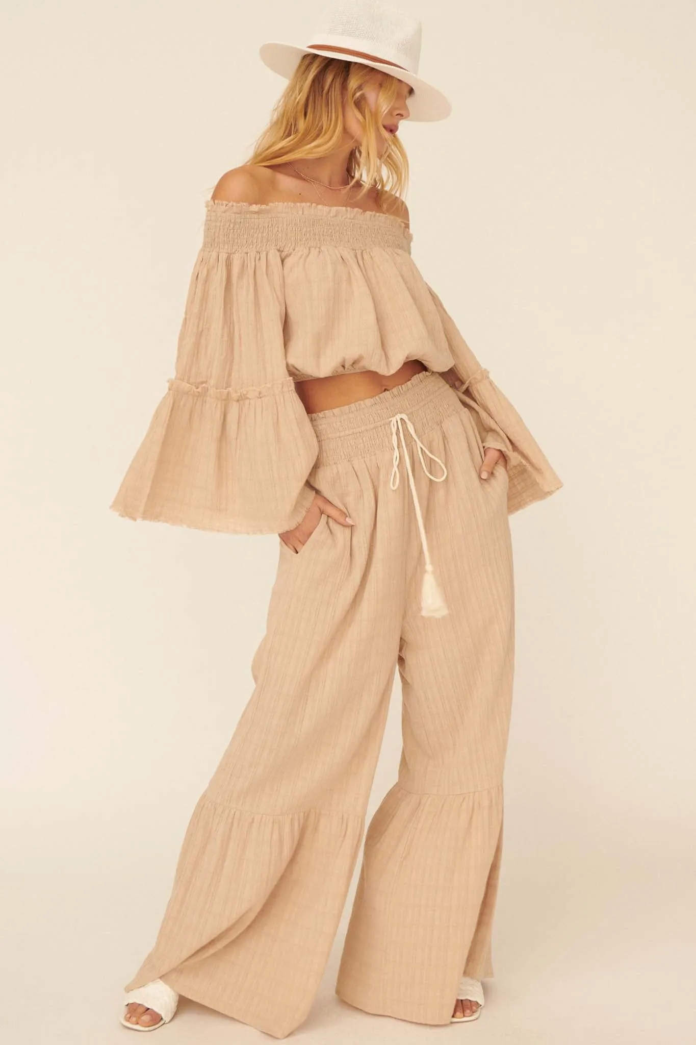 Faraway Places Wide-Leg Drawstring Pants