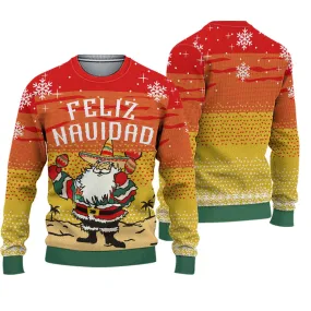 Feliz Navidad Santa Ugly Christmas Sweater - Best Xmas Gifts For Him Or Her