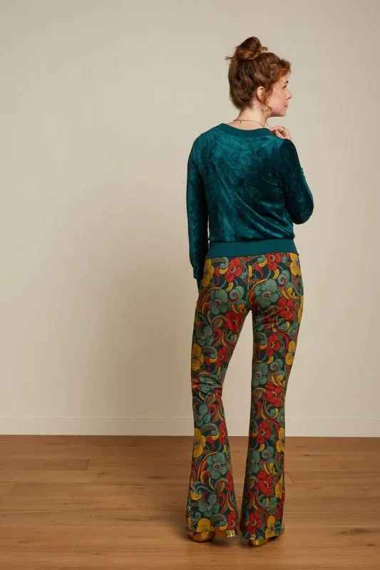 Flared pants met elastische tailleband | King Louie flared pants uptown pine green