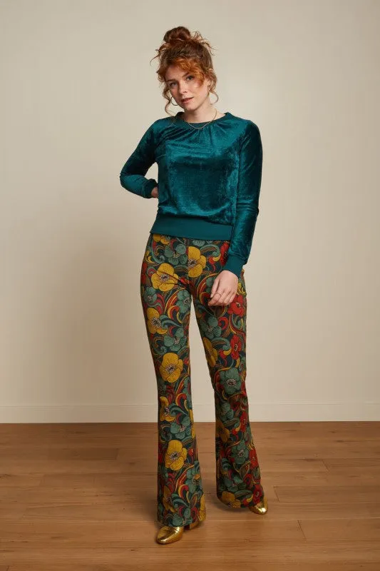 Flared pants met elastische tailleband | King Louie flared pants uptown pine green