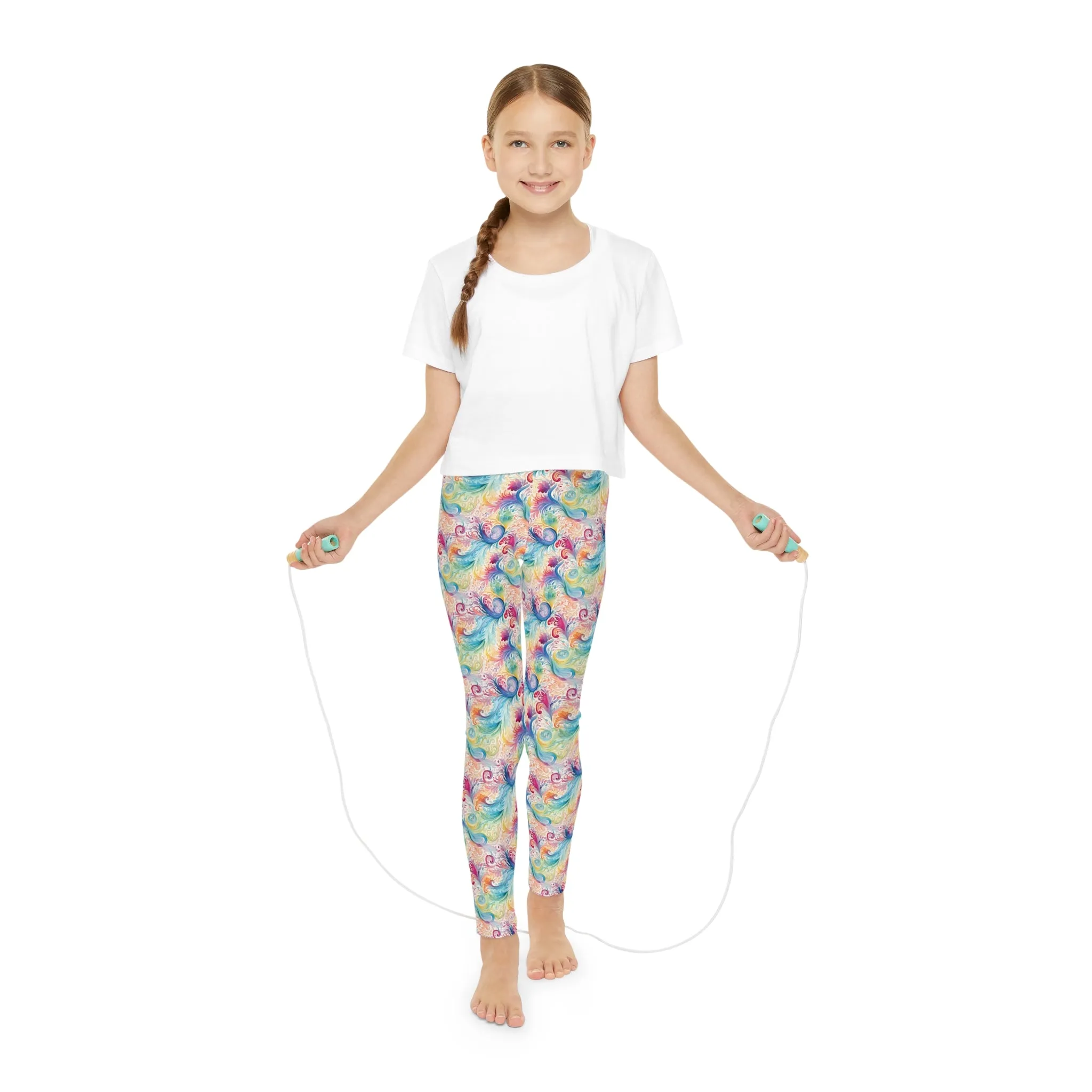 Full-Length Leggings Rainbow Paisley Design - Kids Leggings