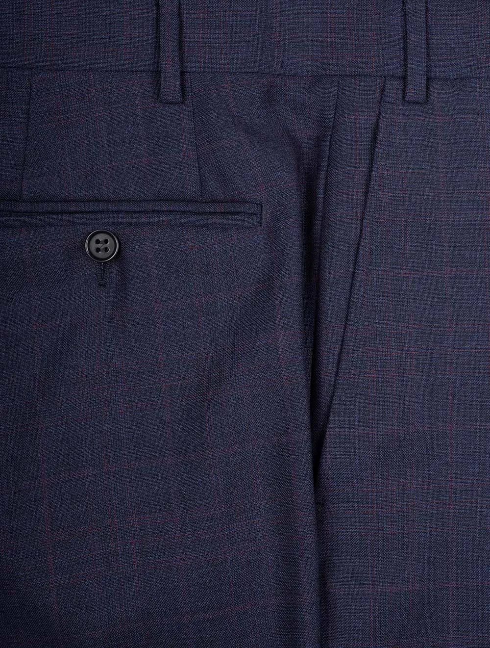 Glen-Check Suit Navy/Burgundy