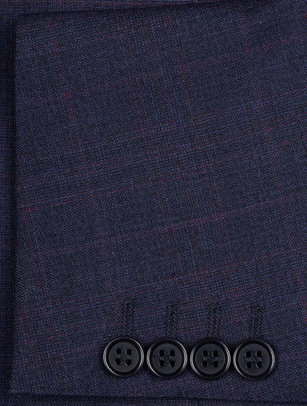 Glen-Check Suit Navy/Burgundy