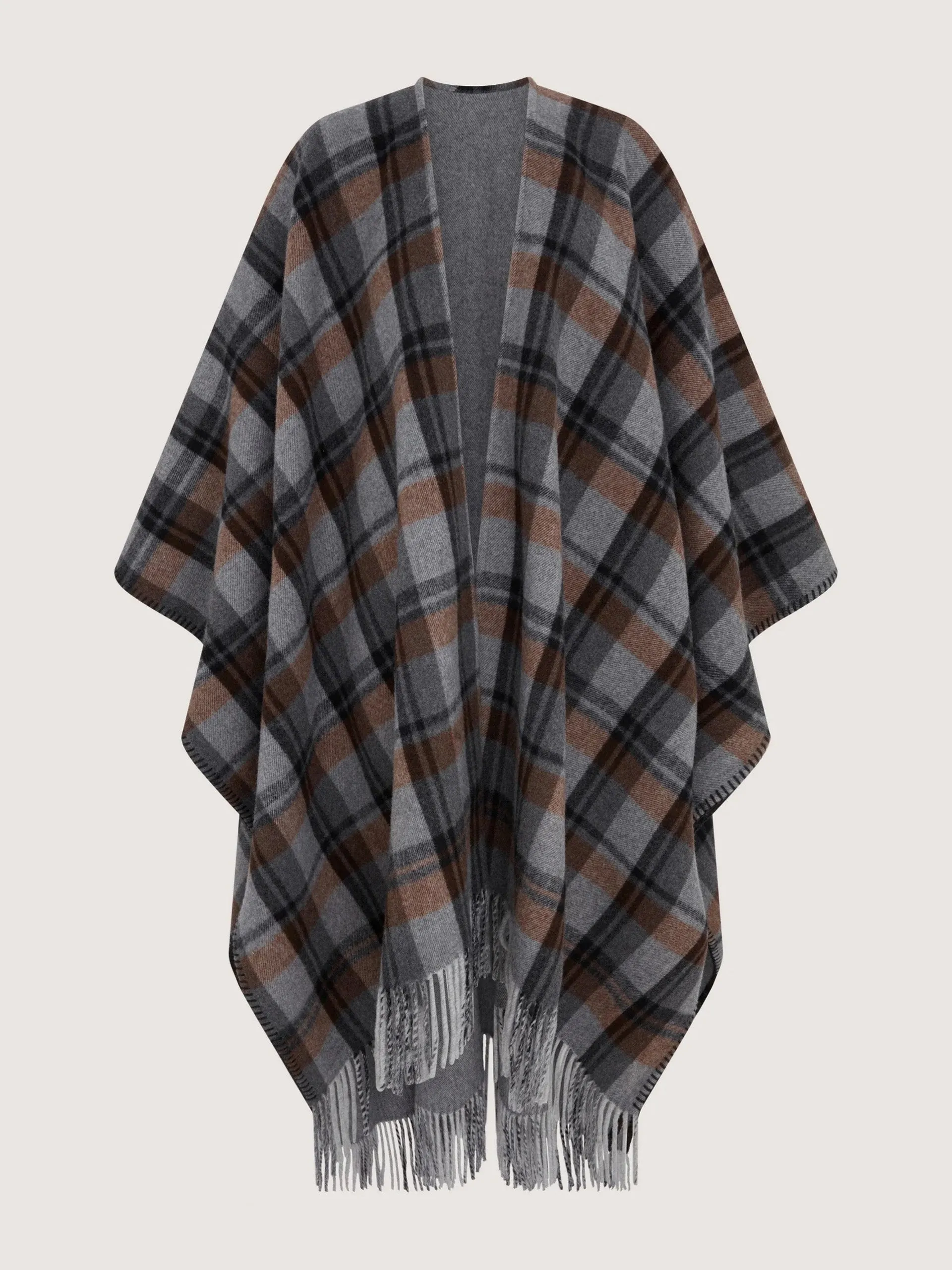 Gun club check reversible poncho