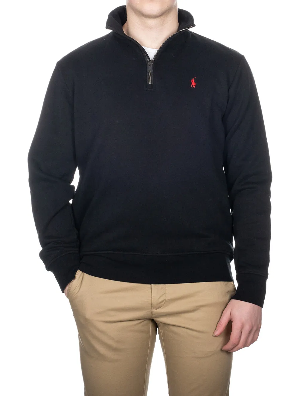 Half Zip Fleece Long Sleeve Sweatshirt Black