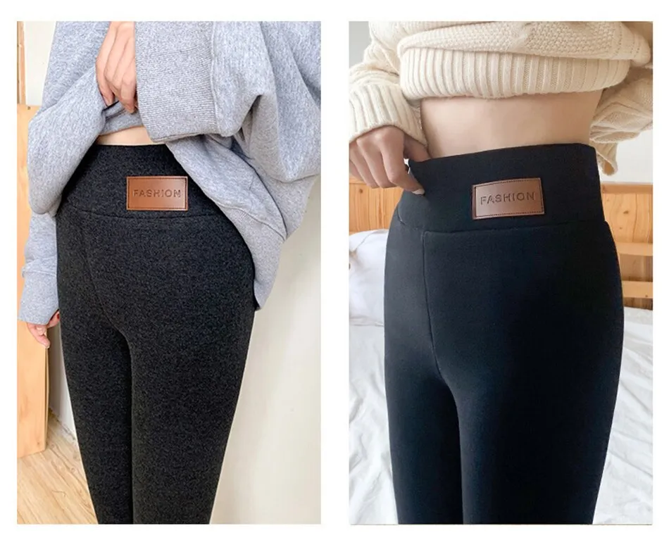 High Waist 12%Spandex Warm Pants Winter Skinny Thick Velvet Fleece Girl Leggings Women Trousers Pants