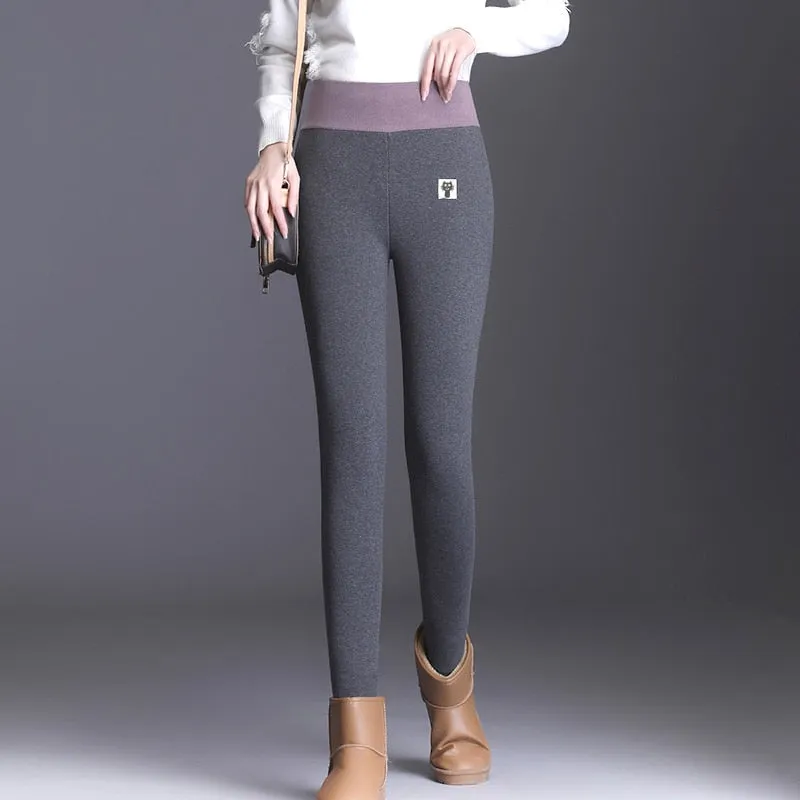 High Waist 12%Spandex Warm Pants Winter Skinny Thick Velvet Fleece Girl Leggings Women Trousers Pants