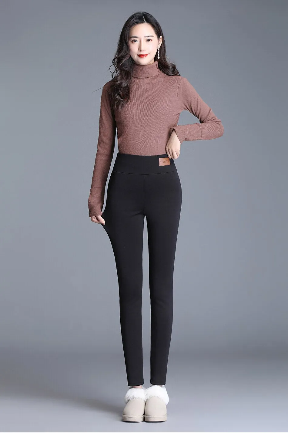 High Waist 12%Spandex Warm Pants Winter Skinny Thick Velvet Fleece Girl Leggings Women Trousers Pants