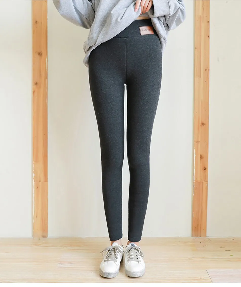 High Waist 12%Spandex Warm Pants Winter Skinny Thick Velvet Fleece Girl Leggings Women Trousers Pants