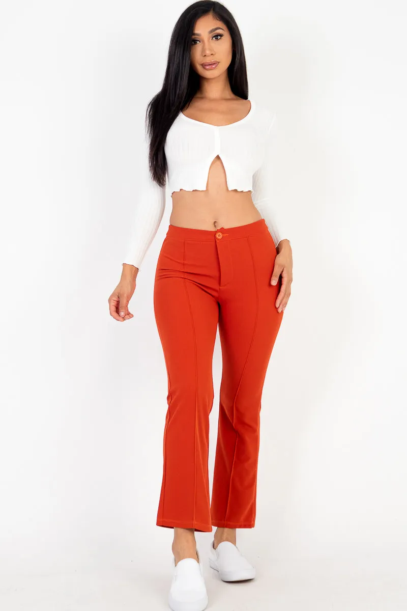 High Waist Knit Flare Pants