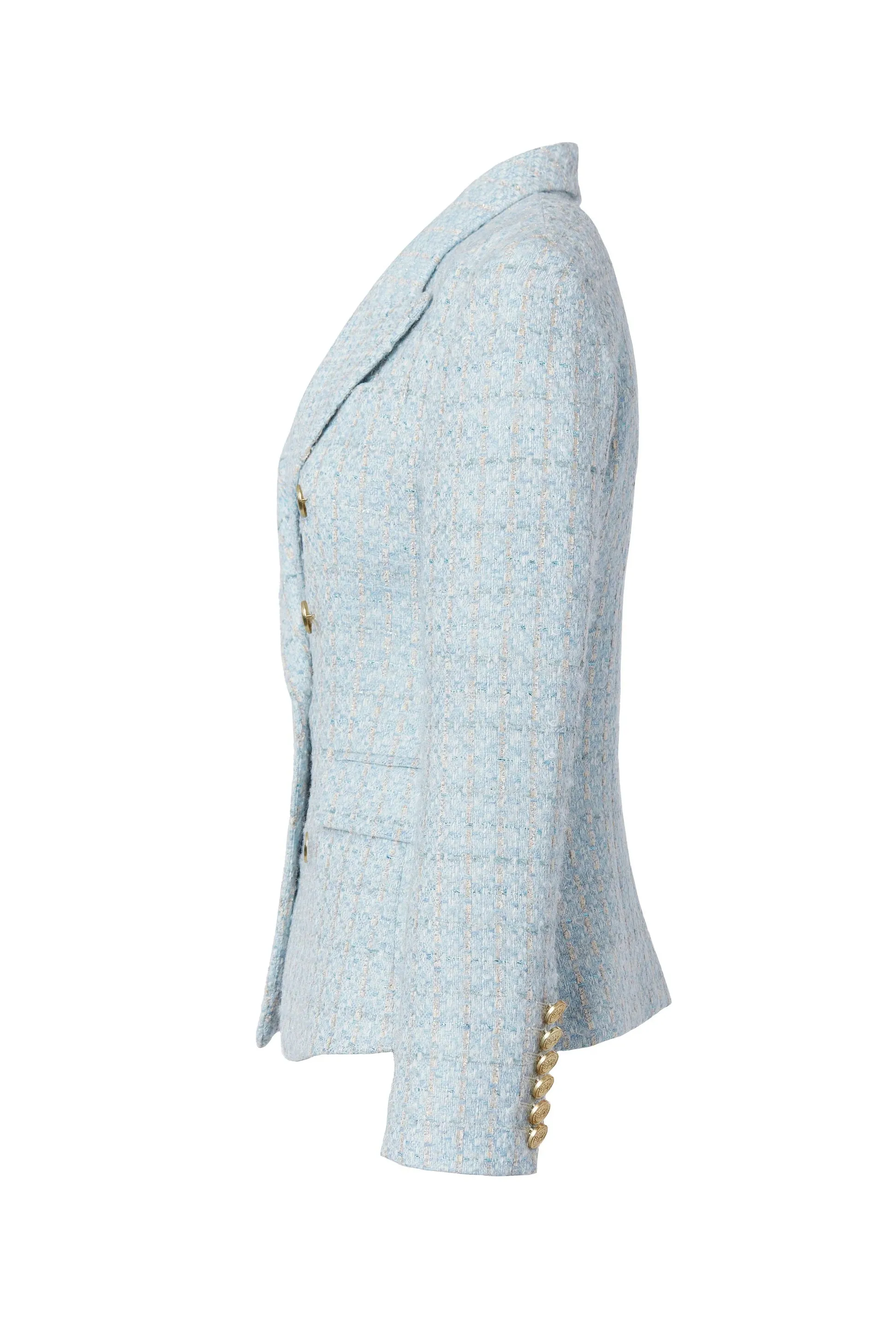 Holland Cooper Knightsbridge Ladies Blazer in Sky Blue Boucle