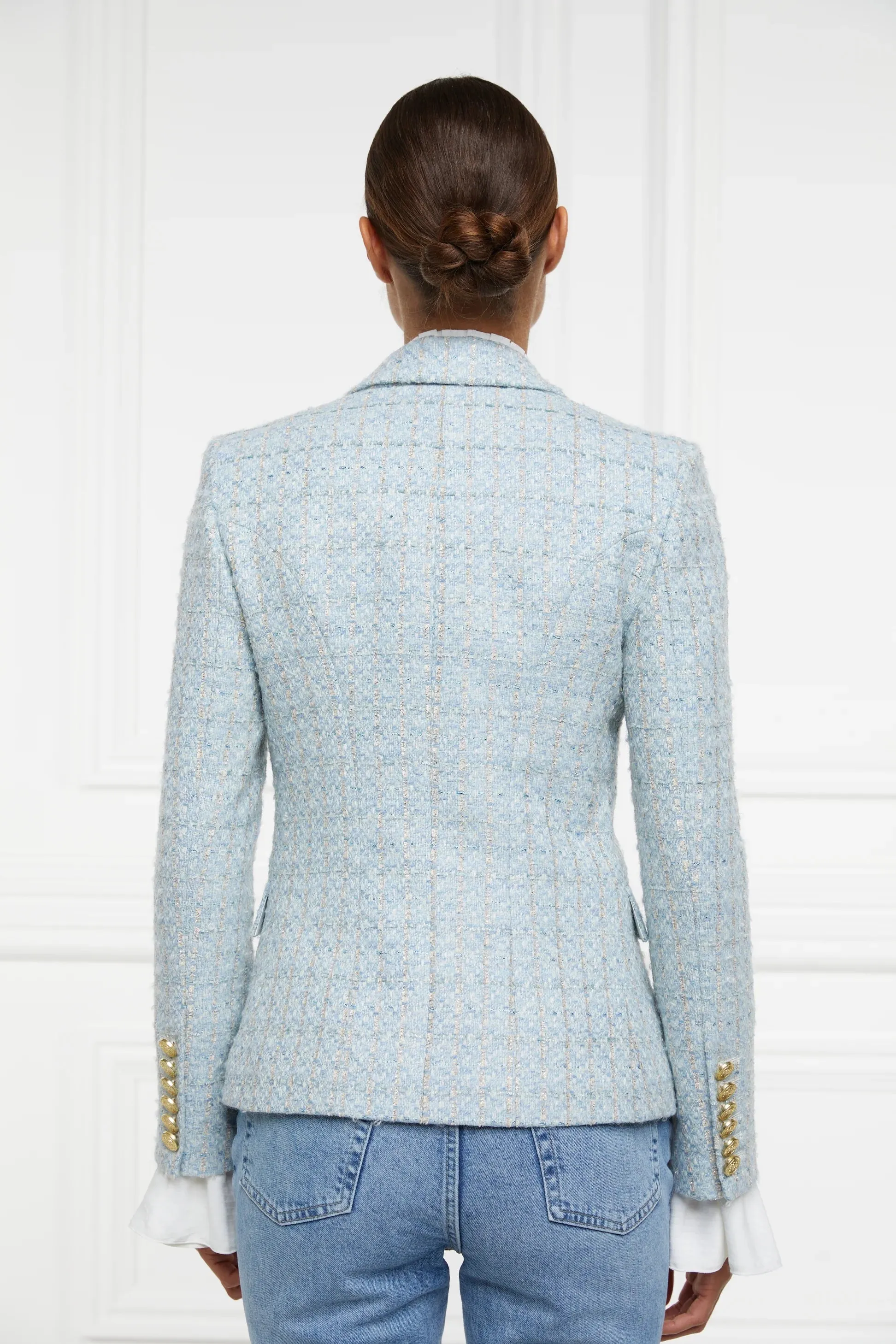 Holland Cooper Knightsbridge Ladies Blazer in Sky Blue Boucle