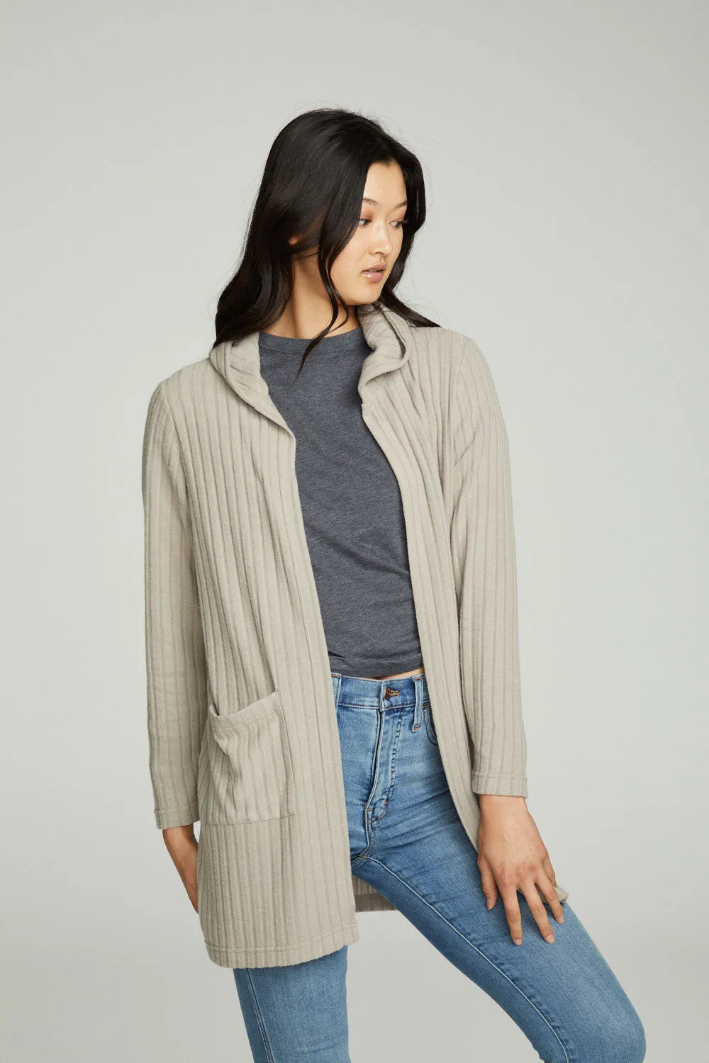 Hooded Open Duster Cardigan With Pockets