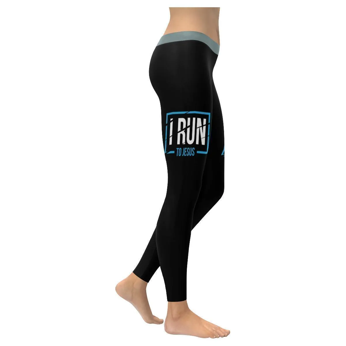 I Run To Jesus Funny Christian Gospel Faith Upf40  Womens Leggings - Christian Leggings For Women