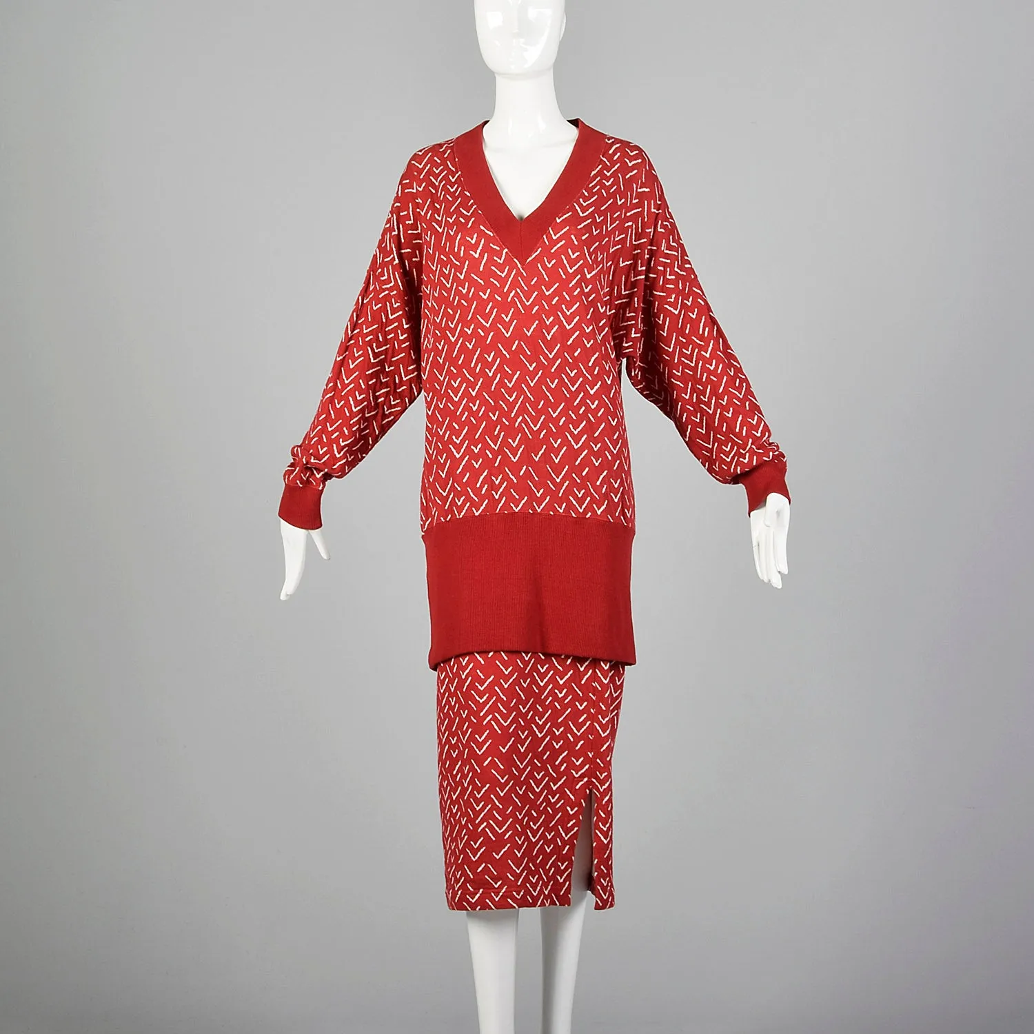 Issey Miyake Plantation 1980s Red Two Piece