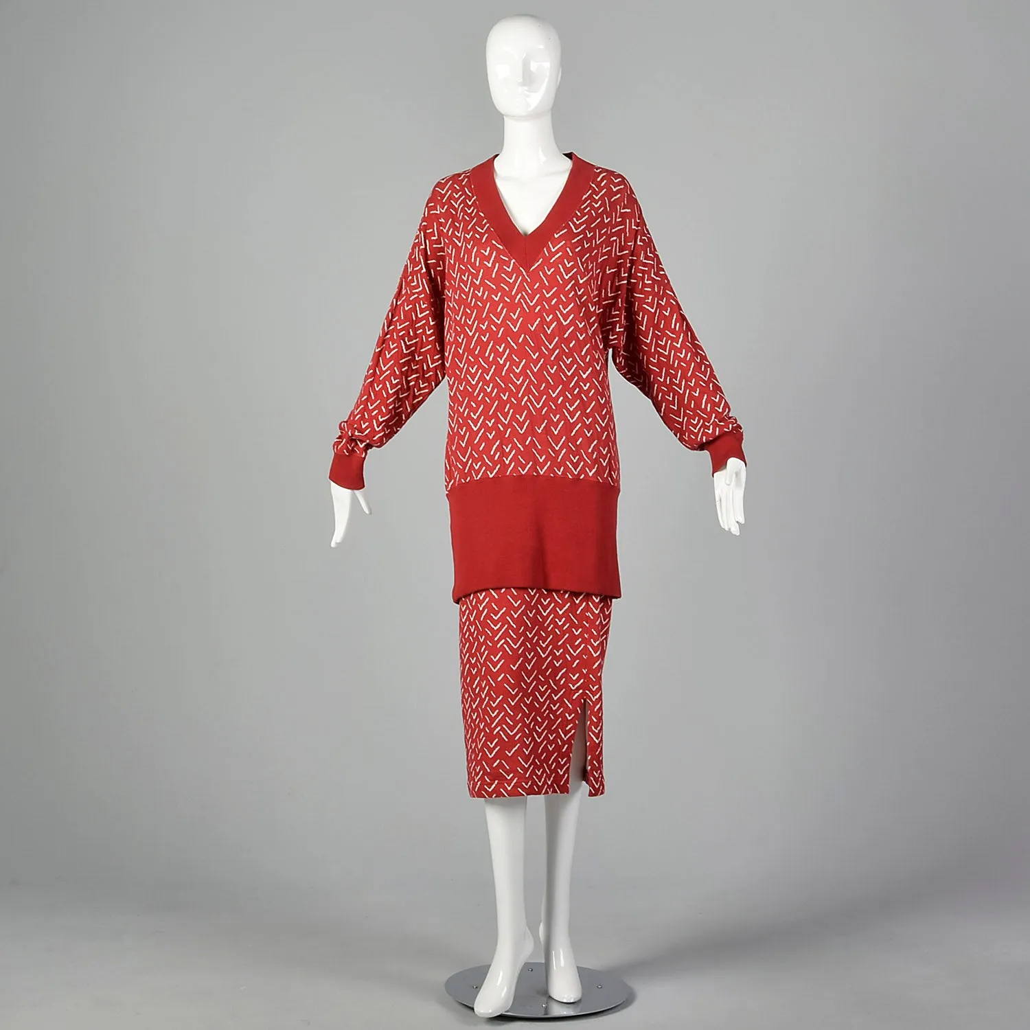 Issey Miyake Plantation 1980s Red Two Piece