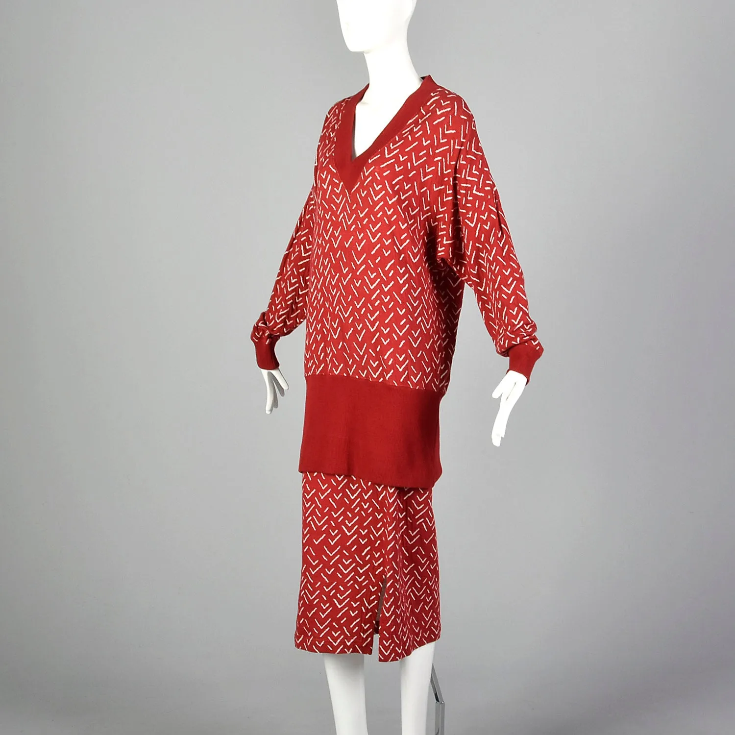 Issey Miyake Plantation 1980s Red Two Piece