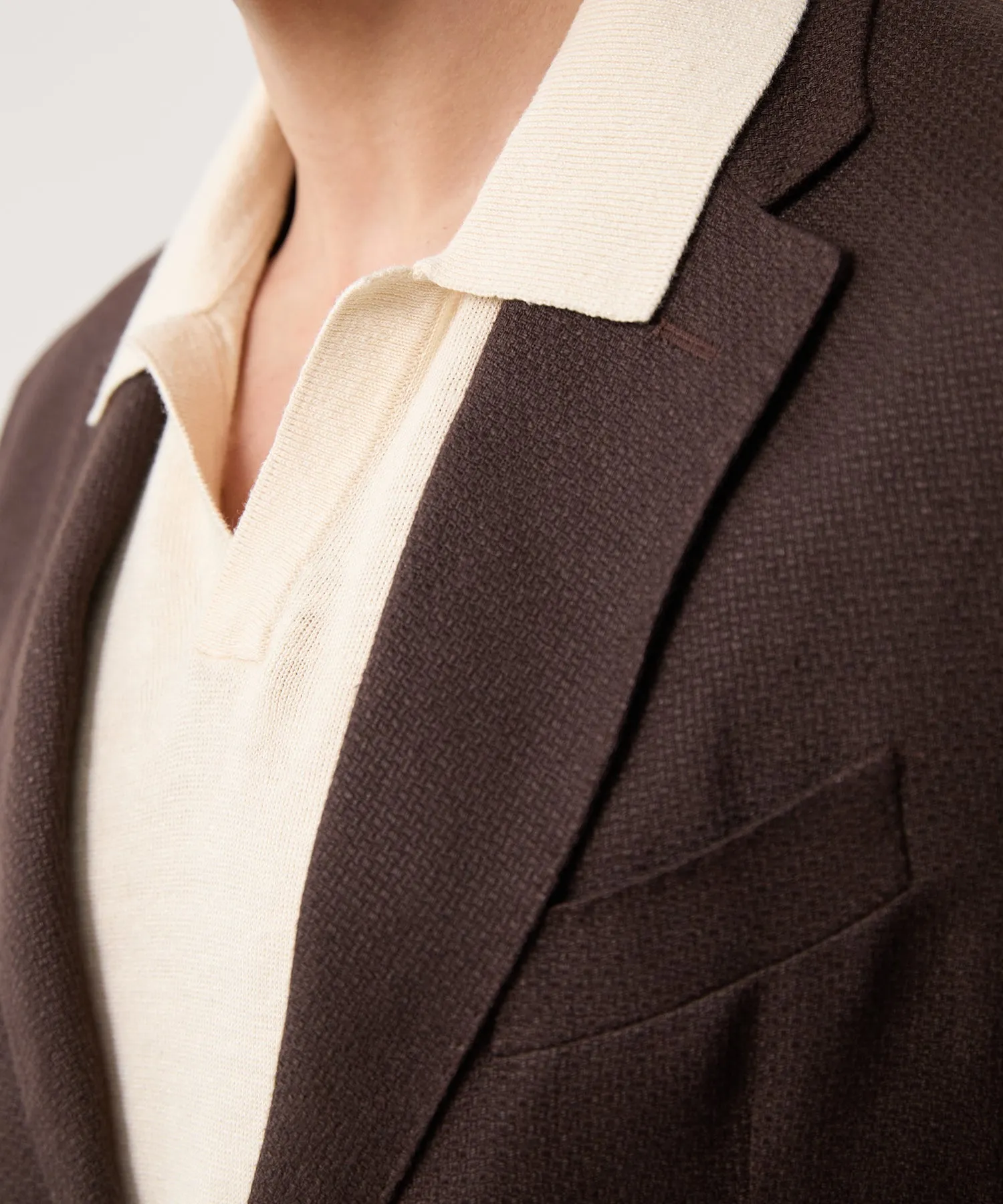 Italian Linen Basketweave Sport Coat in Dark Brown