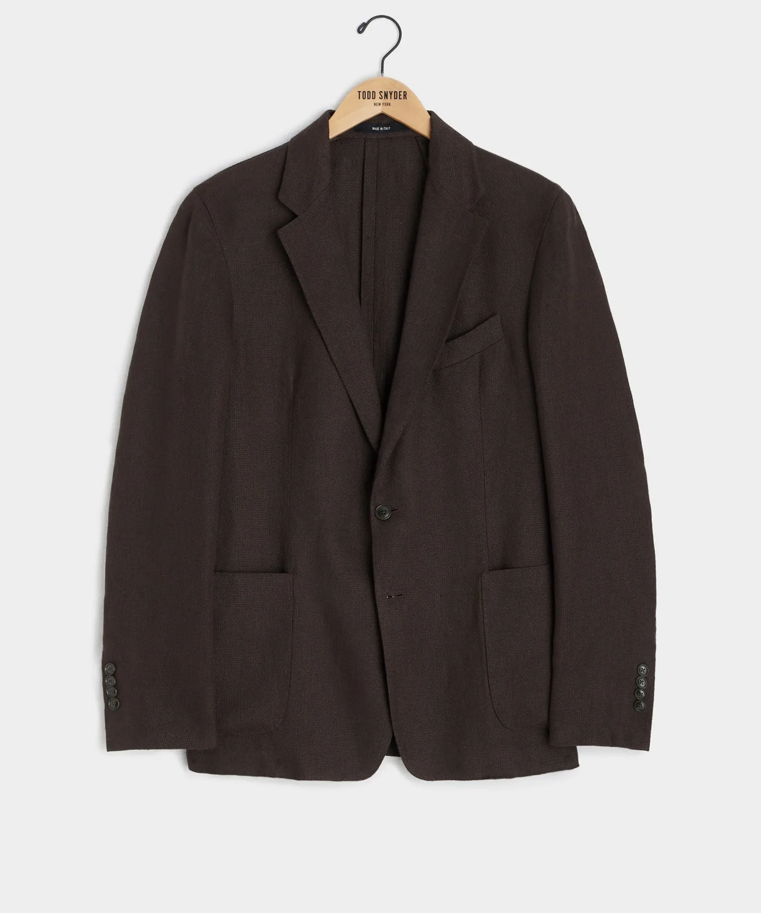 Italian Linen Basketweave Sport Coat in Dark Brown