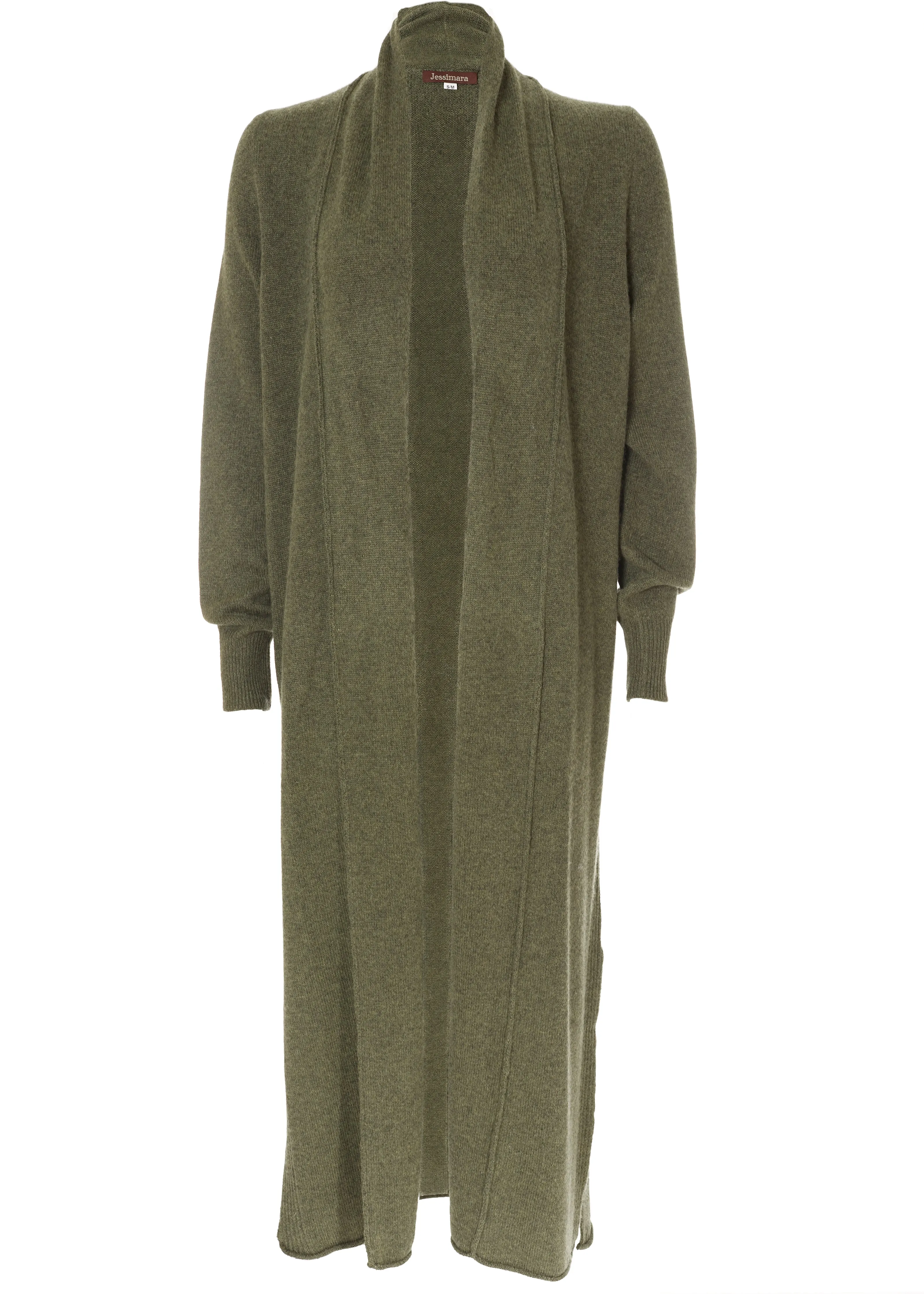 Jess Olive Wool Long Cardigan