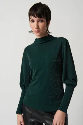 Joseph Ribkoff Green/Silver Puff Sleeve Top Style 234186