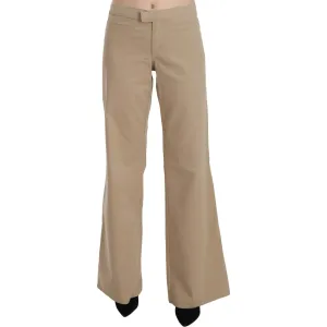 Just Cavalli Beige Mid Waist Flared Luxury Trousers