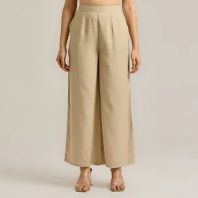 Khaki Flared Palazzo Pants