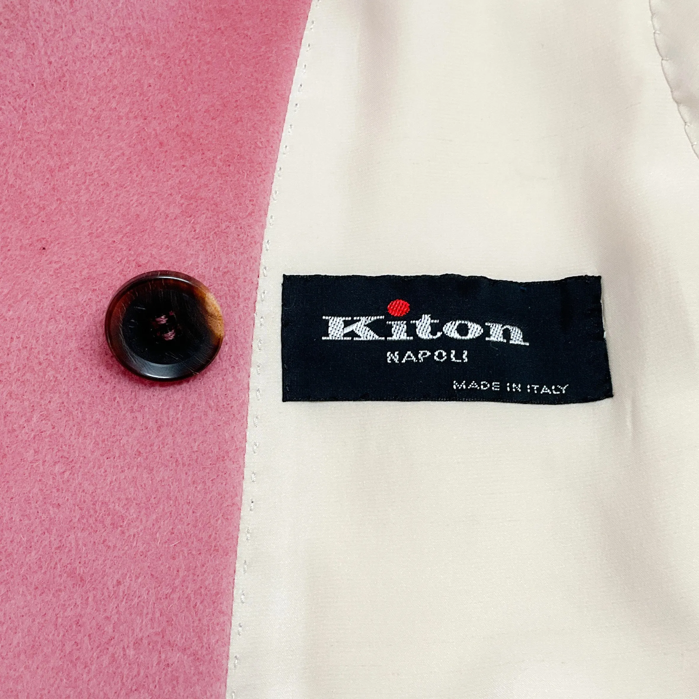 Kiton Pink Angora / Wool Double Breasted Pea Coat