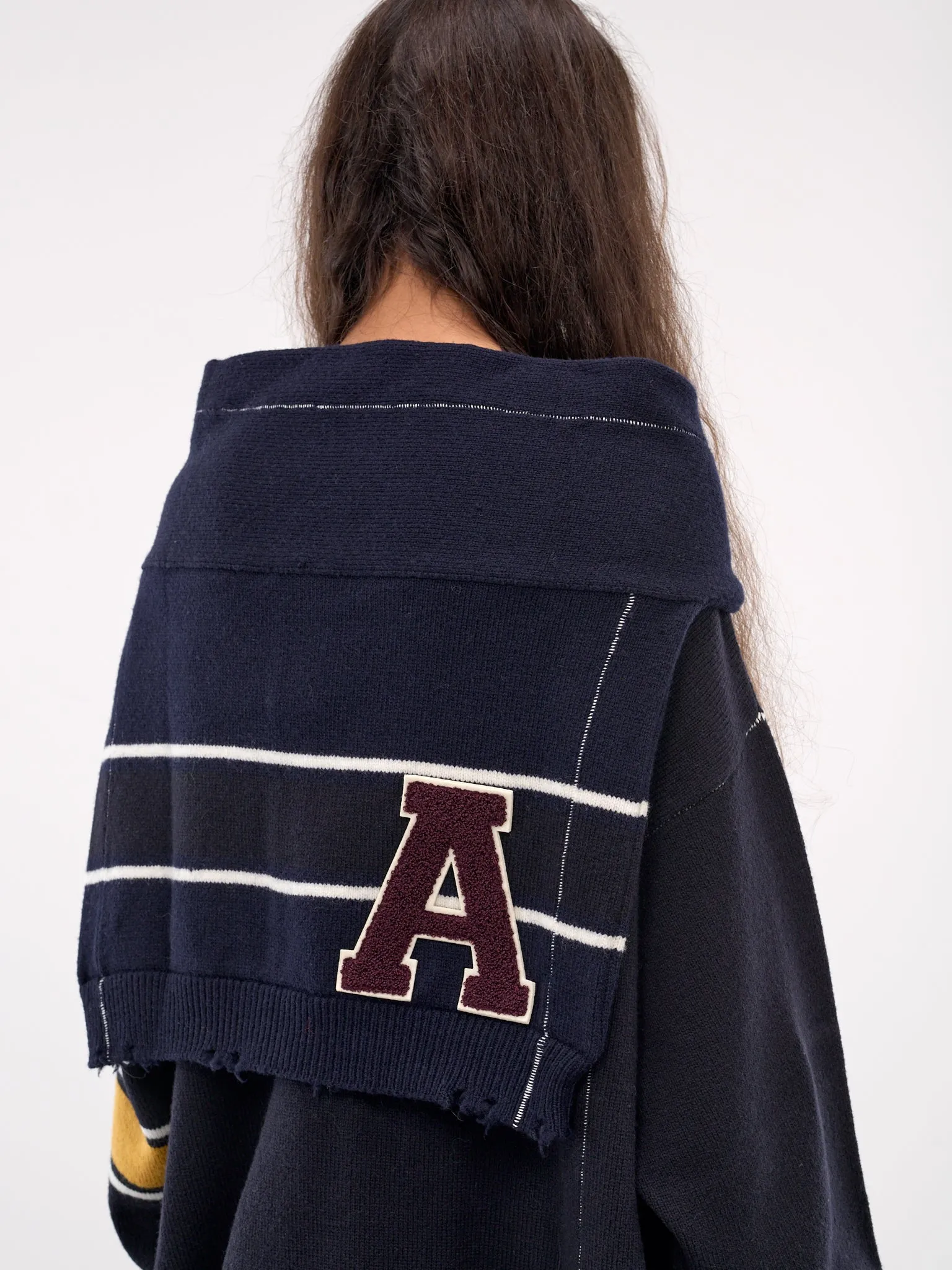 Knit Sweater Scarf (BMMA002-KNI001-NAVY-BROWN)