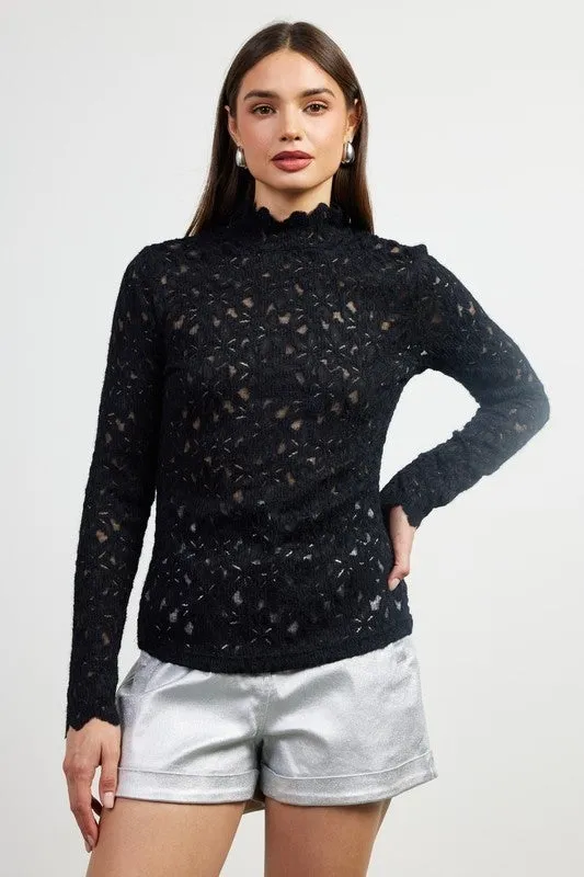 Lace Mock Neck Sweater