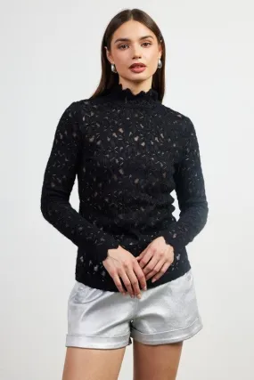 Lace Mock Neck Sweater