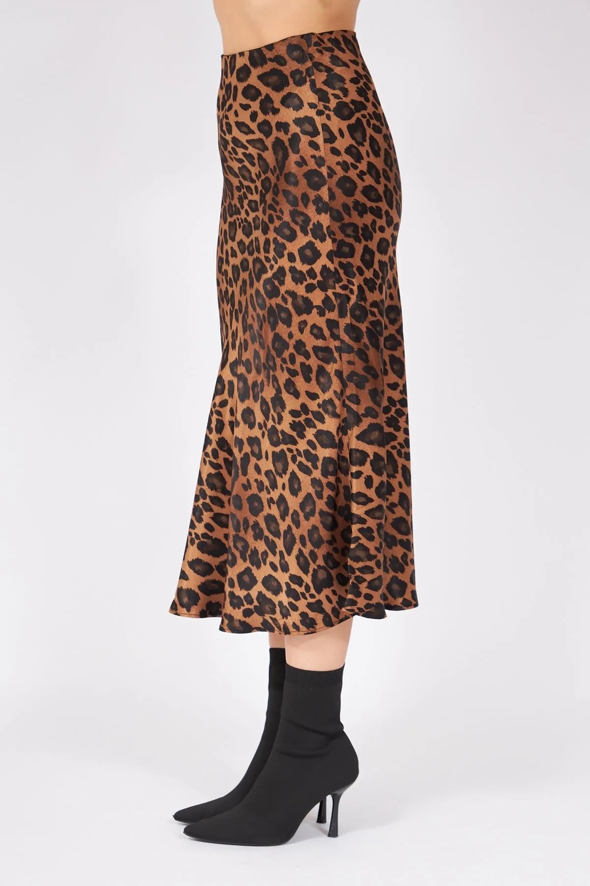 Leopard Pattern Satin Skirt