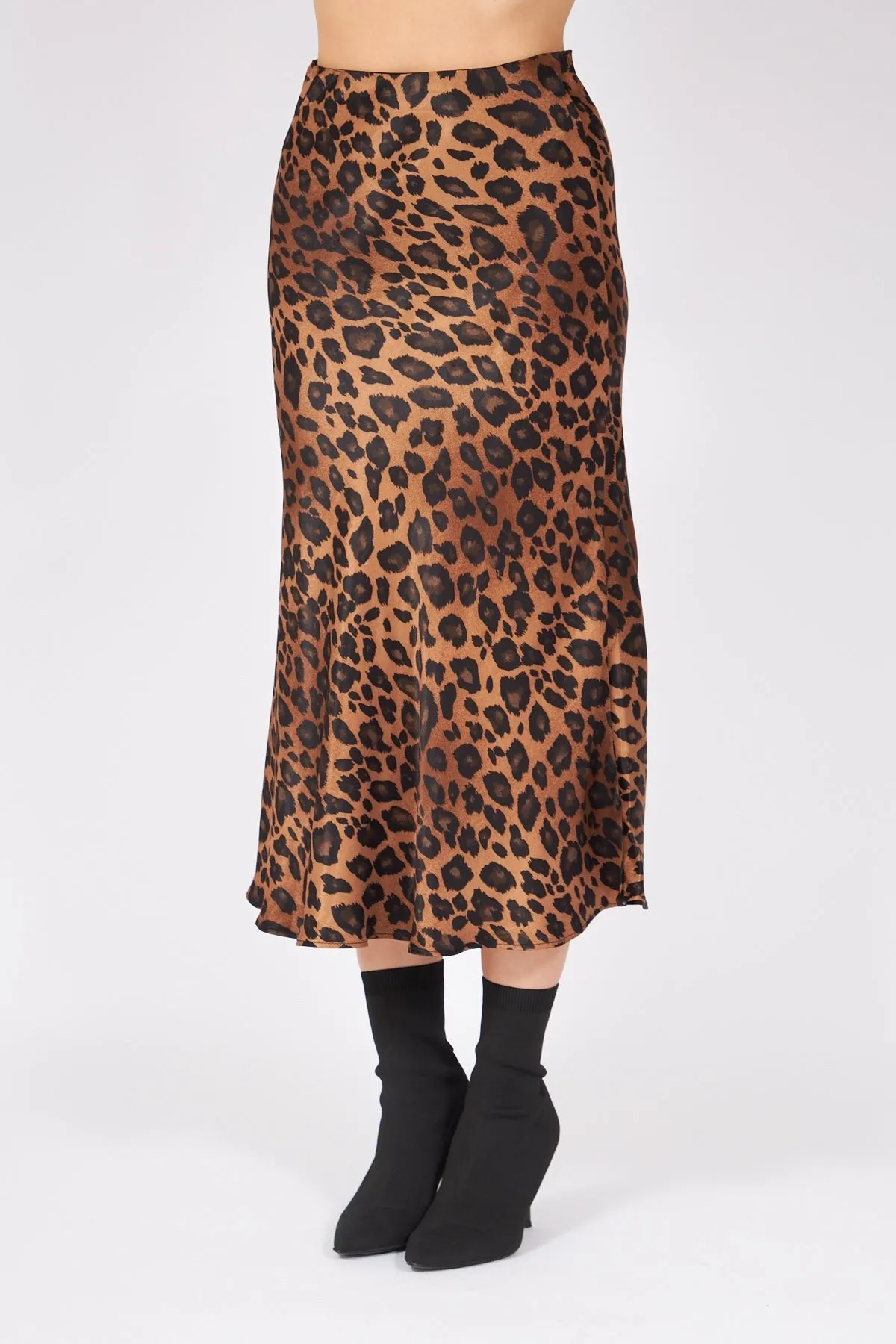 Leopard Pattern Satin Skirt