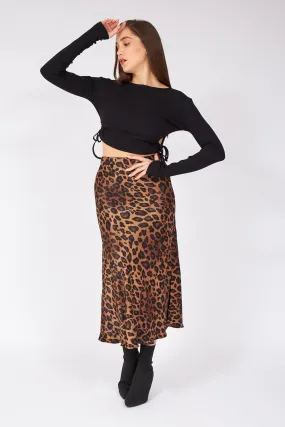 Leopard Pattern Satin Skirt