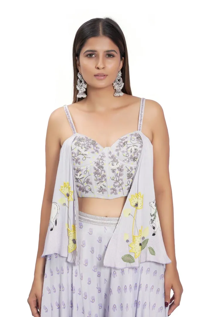 Lilac Printed Palazzo Pant Set