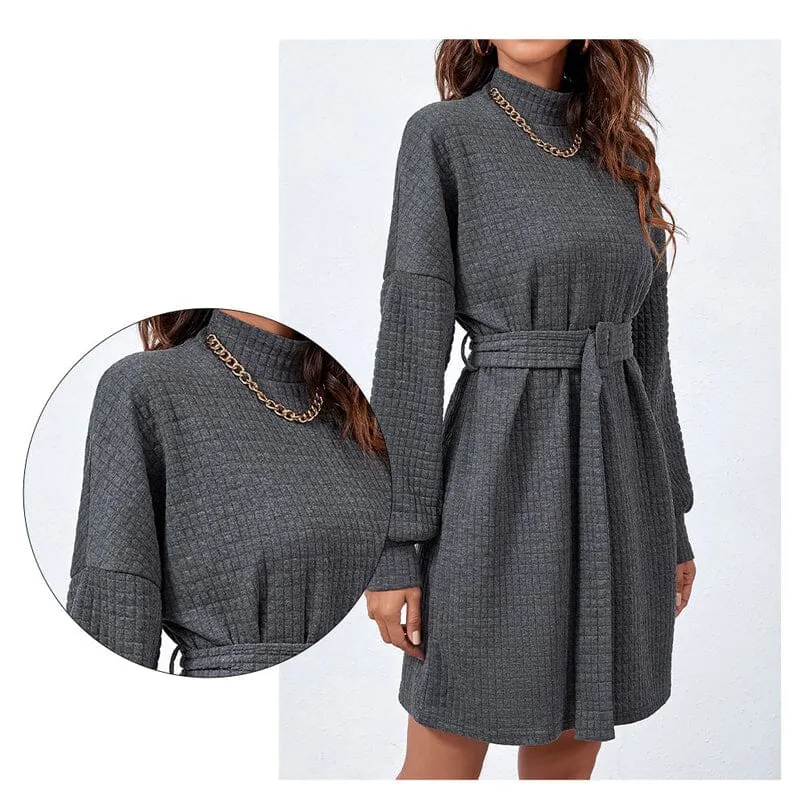 Long Sleeve Belt Dress