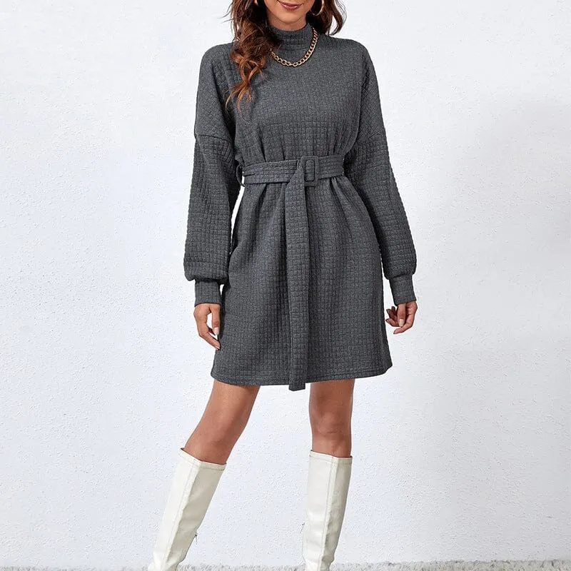 Long Sleeve Belt Dress