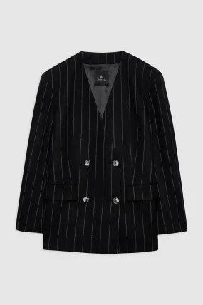 Maron Blazer - Dark Grey Pinstripe