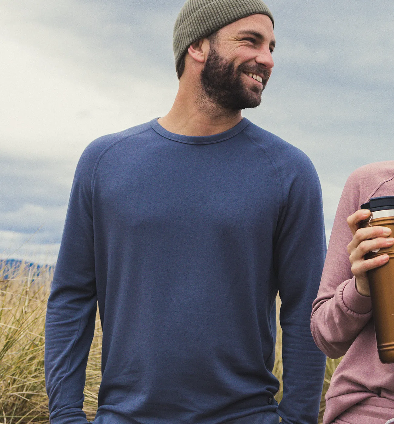 Men's Bamboo Lightweight Fleece Crew - Black Sand